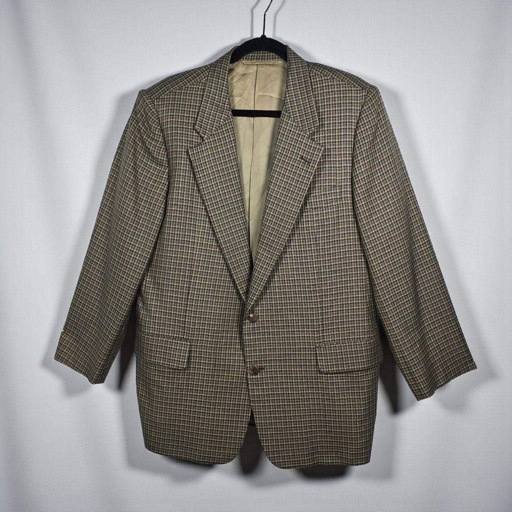 Hickey Freeman Nordstrom Canterbury Blazer Mens 43R Silk Wool Check Sport Coat